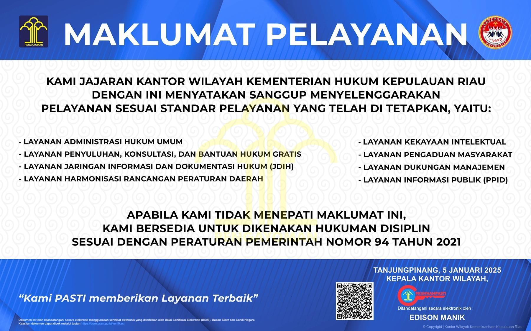 Maklumat Layanan 2025